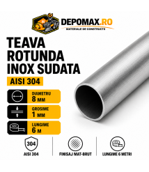Teava rotunda inox sudata AISI 304, 8 x 1 mm, 6 metri